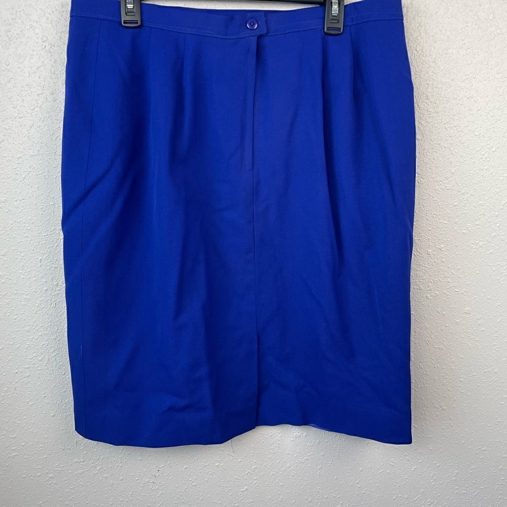 Blue Worsted Wool Midi Skirt Size 18 EUC